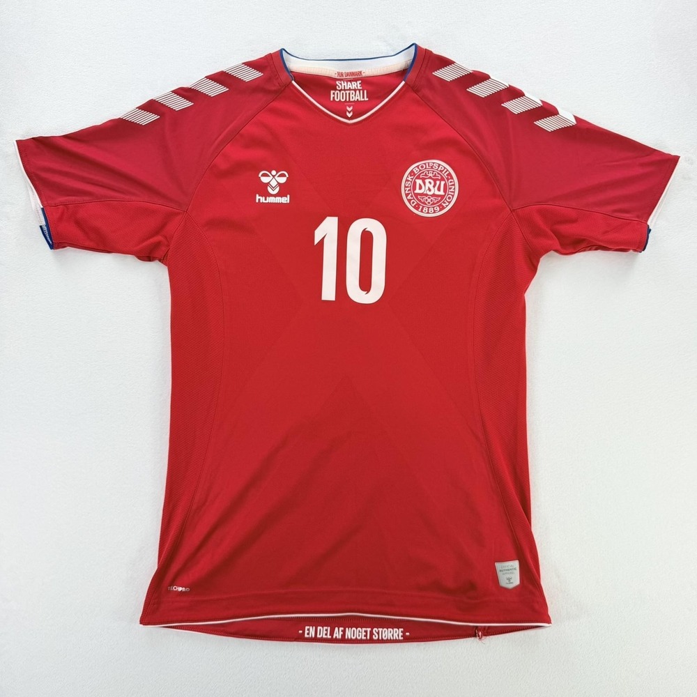 Denmark National Team Jersey Mens Medium Red Soccer Football Hummel Eriksen 10